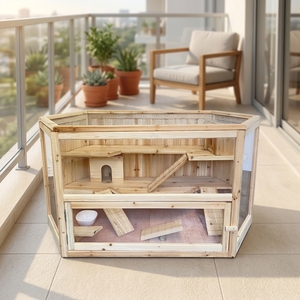 Luxury Custom Wooden Hamster Eco-Friendly Powder-Coated <b>Carrier</b> 10KG 50LB Capacity Boxed for Small Animals & Hamsters - Product Image 1