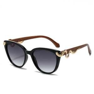 Lunettes de soleil œil-de-chat de luxe noires pour femme, avec logo personnalisé, protection UV400 et décoration serpent en métal, collection 2025 - Product Image 6