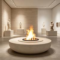 Cheminée à vapeur d'eau ronde de luxe, flamme 3D à 360 degrés, contrôle intelligent par application Wifi pour la décoration de hall d'hôtel, villa