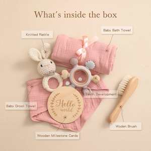 Coffret Cadeau Naissance avec Couverture Bébé, Brosse à Cheveux, Hochet de Dentition, Serviette – Cadeaux Grossesse et Nouvelle Maman – Vente en Gros de Cadeaux de Naissance - Product Image 5