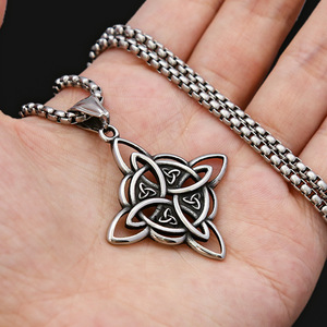 Nuova Collana con Pendente a Nodo Celtico Vichingo in Titanio, Catena in Stile Bambù, Regalo Personalizzato Vintage per <span class=keywords><strong>Uomo</strong></span> - Product Image 4