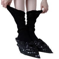 Chaussettes mi-mollet pour femme, fines, couleur macaron, en maille unie ajourée tricotée torsadée, avec bordure en dentelle, absorbantes et à volants, collection printemps