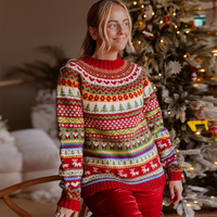 Pull en tricot personnalisé pour femme 2025, pull de Noël Fair Isle, jacquard, pull de Noël mignon