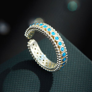 Elegant Turquoise Openwork Ring Adjustable Index Finger Ring For Women Fashion Jewelry Gift - Product Image 1