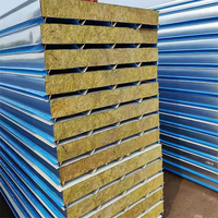 Panneau sandwich en laine de roche, acier coloré, ignifuge, matériau d'isolation thermique pour les chambres froides et les murs