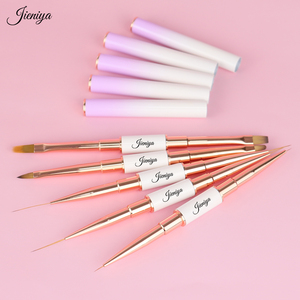 Nuevo Set de Pinceles para Decoración de <span class=keywords><strong>Uñas</strong></span> 3D de Doble Punta con Mango Metálico Rosa/Blanco y Pelo de Nailon/Kolinsky, Llegada en <span class=keywords><strong>2023</strong></span> - Product Image 4