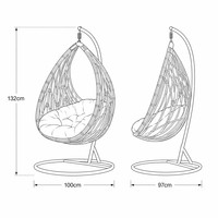 Fauteuil suspendu moderne en rotin PE avec structure en fer, imperméable et robuste, pour balcon et cour extérieurs, vente en gros