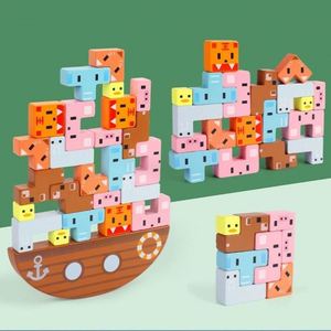 Natural Educational Animal Learning Balancing Building Blocks Game Toddler <b>Puzzle</b> Wooden Stacking Toys - Product Image 2