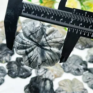 Wholesale Crystal Crafts Carving Lucky Pendant Black Net Stone Five-petaled Flowers For Decoration