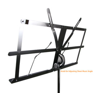 Atril de música plegable ajustable negro con soporte estable de goma y metal de 75-153cm de altura - Product Image 3
