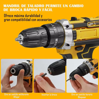 Ensemble de perceuses électriques professionnelles DON FELIZ FL-125 pour usage en construction 1/2 pouce Mandrin sans clé réversible sans fil, batterie 1,5 Ah, 200 Nm
