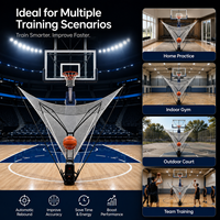 Machine de Retour de Ballon de Basketball Portable, Système de Filet de Rebond Automatique pour Entraînement au Tir, Aide à la Pratique du Jet en Acier Carbone Étanche pour la Maison