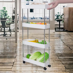 High Quality <b>Kitchen</b> <b>Storage</b> <b>Rack</b> with Adjustable Mobile Stand Various Good Quality Three-tier Plastic Material - Product Image 3