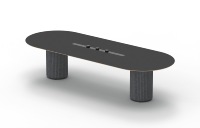 Ensemble de table et chaises de conférence en forme de bateau moderne, table de réunion de bureau noire avec prises électriques pour mobilier de salle de conférence