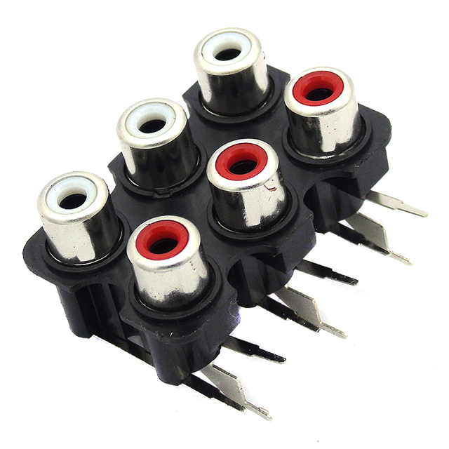 RCA Socket Red White Hole 6 Holes Lotus Audio  AV Signal Audio Socket Plug