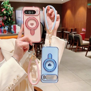 Coque de téléphone portable plaquée pour fille avec motif cœur, en TPU souple, avec béquille et dragonne, pour Google Pixel 9 Pro XL/9 8 Pro/9a 8a 7a - Product Image 2