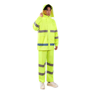 Ensemble imperméable réfléchissant DZR unisexe en tissu Oxford enduit PU, coupe-vent, pour travaux sanitaires, protection du travail, cyclisme, utilisation en extérieur - Product Image 1