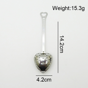 WELAND Vente chaude Infuseur à thé en acier inoxydable 304 à long manche, filtre à feuilles de thé en vrac, maille en forme de cœur dorée, passoire à thé - Product Image 2
