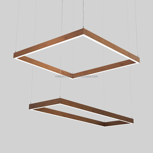 Contemporáneo Popular tridimensional cuadrángulo 18 "gris LED anillo de Metal candelabro luz entrelazada Hotel vestíbulo lámpara colgante - Product Image 4