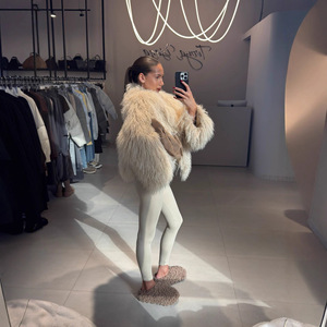 Giacca in Ecopelliccia Bianca da Sci, <span class=keywords><strong>Cappotto</strong></span> in Lana Ecologico Slim Fit <span class=keywords><strong>con</strong></span> Maniche Lunghe - Product Image 2