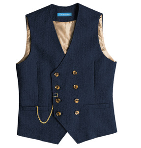 Veste de <span class=keywords><strong>costume</strong></span> pour <span class=keywords><strong>homme</strong></span> en gros, <span class=keywords><strong>gris</strong></span>, en laine à chevrons, tweed vintage, style steampunk, col en V, coupe ajustée, vestes de cérémonie formelles - Product Image 1