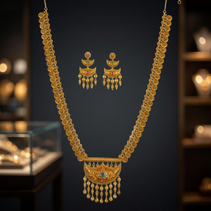 Conjunto de Collar Largo Antiguo Chapado en Oro Mate del Sur de la India 214417, Joyería de Aleación de Cobre para Boda y Compromiso, Libre de Níquel y Plomo - Product Image 3