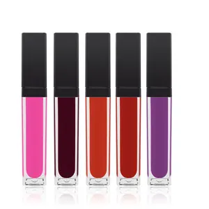 Großhandel Blutrot Farbe Flüssiger Lippenstift Vegan Matt Hoch pigmentierter Lippenstift Schwarz Paket Benutzer definiertes Logo Lip gloss Cosmetics