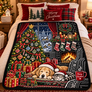 Couverture de Noël personnalisable à colorier, en peluche rectangulaire, décoration DIY pour la maison avec 24 marqueurs de tissu colorés pour la saison hivernale - Product Image 5
