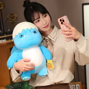 Mainan boneka dinosaurus biru, boneka lembut, desain baru