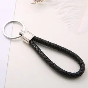high quality colorful Handmade Key Holder Men Women Round Car Woven Pu Rope Key Chain Braided Leather Keychain accessories