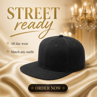 Casquette Snapback Noire Structurée à Visière Plate Réglable Personnalisable pour Homme et Femme, Idéale pour les Événements de Danse Urbaine et les Battles