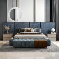 Ensemble de meubles de chambre à coucher d'hôtel 5 étoiles modernes, simple, lits jumeaux, Queen et King, style panneau de bois pour appartement et salon