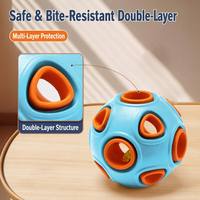 Balle de jeu pour chien double couche avec son et lumière, en caoutchouc naturel, motif anémone, pour l'auto-entretenissement, le nettoyage des dents et la distribution de friandises, amusante