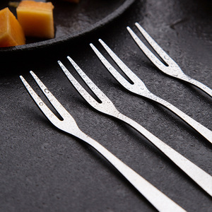Stainless Steel Two Pronged Fruit Fork <b>Thin</b> Handle Dessert Cake Serving Home Commercial Use - Product Image 2
