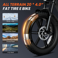 Vélo Électrique en Gros V8 avec Batterie au Lithium 48V 12Ah, Pneus Larges 20*4.0 Pouces pour Neige, Moteur Brushless 450W, Cadre en Alliage d'Aluminium, Freins à Disque