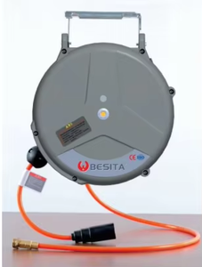 Enrouleur de tuyau de lavage de voiture à haute pression avec tambour électrique/air et tuyau télescopique fixé au mur pour garage/magasin - Product Image 6