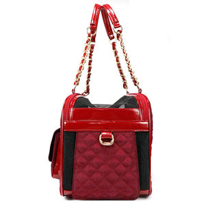 Sac de transport pour animaux de compagnie matelassé de luxe pour chats et petits chiens, sac à main doux et respirant avec sangle à chaîne - Product Image 4