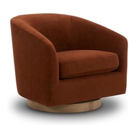 Fauteuil individuel de luxe en velours beige avec base en fer doré, idéal pour bibliothèque ou café, design décontracté pour intérieur.