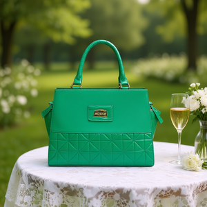 Sac fourre-tout Fana Ikia pour femme en cuir microfibre vert à motif alligator, fermeture ouverte, idéal pour les occasions décontractées et les mariages - Product Image 2