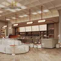 Comptoir de présentation en marbre pour café, vitrine de boulangerie en verre trempé avec éclairage LED pour gâteaux