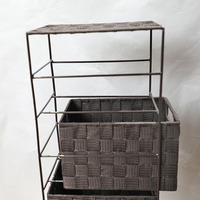 Panier de rangement en nylon tissé à 4 tiroirs cadre en métal PE osier 1mm tolérance pour le nettoyage quotidien des articles divers salon cuisine salle de bain