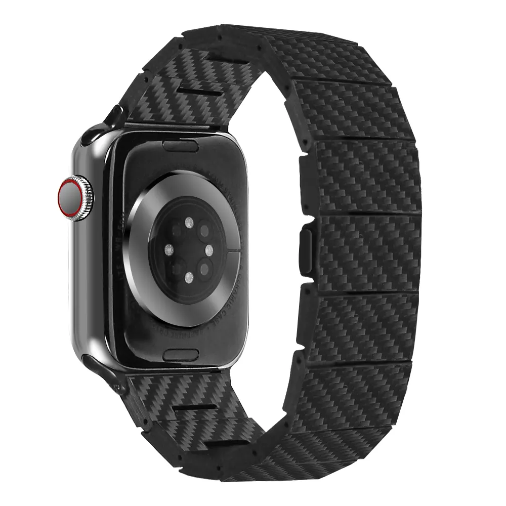 100% Recycled Lightweight Durable Genuine Carbon Fiber Watch Band Compatible with iWatch Series 7/6/SE/5/4/3/2/1