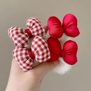 Vintage Bowknot Scrunchies Plush Elastic Bands Girls Fashion Hair Ties for Daily Wear and School Casual Outings - Product Image 4