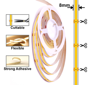 Tira de LED COB con Control de Intensidad, 320 LED/m, 24V, <span class=keywords><strong>3m</strong></span>/5m, Ajustable con Perilla, Cortable, para Decoración e Iluminación del Hogar, Cocina y Oficina - Product Image 5