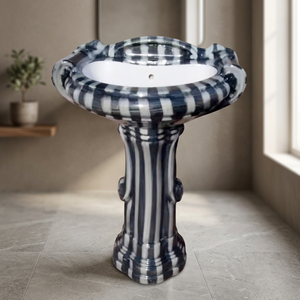 Lavabo rectangulaire en céramique Calacatta Viola italienne de luxe avec piédestal complet pour salle de bain d'hôpital moderne - Product Image 3