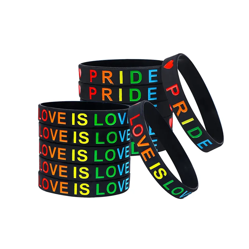 Gay Pride Rainbow Wristband Wristbands Silicone Bracelets Lesbian Pride Sports Bracelets Love is Love