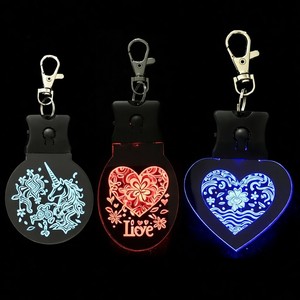 Llavero Luminoso Personalizado, Precio de Fábrica, 7 Colores, Recargable por USB, Láser Holográfico 3D, Acrílico, LED, ODM - Product Image 1