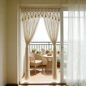 <span class=keywords><strong>Rideau</strong></span> en coton tissé à la main de style bohème, <span class=keywords><strong>rideau</strong></span> de séparation romantique nordique, anniversaire, écologique, maison, hôtel, B&B, porte, intimité - Product Image 5