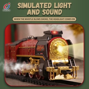 Chengji дым Рождественский поезд Игрушка в сборке трек пазл пульт дистанционного управления паровой Свет Звук Diy рельсовый поезд Игрушка - Product Image 4