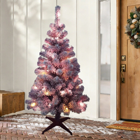 1,20 m Rosa Künstlicher Schneebaum mit Warmweißen LED-Lichtern, Batteriebetrieben, Hochwertige Umweltfreundliche PVC-Feiertagsdekoration für Zuhause